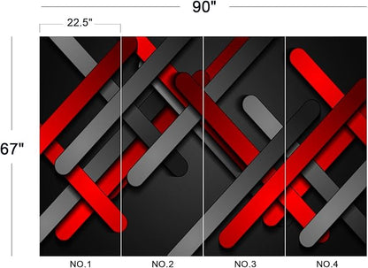 Eierme-Red and Black Smooth Stripes Abstract tech Geometric Background Peel and Stick 90" x 67"
