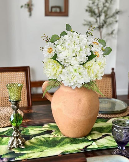 Hydrangea artificial Flowers 24PCS White Faux Flowers Fake Hydrangea Daisies Silk Arrangements Realistic Fake Flowers for Vase Floral Centerpiece Arrangements Wedding Bridal Bouquet Party Home Decor