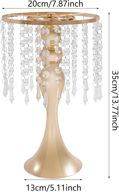 10 Pcs Glam Crystal Flower Stands, Wedding Reception Decorations with Sparkling Crystal Beads Table Center Display Flower Arrangement Flower Stand Metal Vase for Event Decor (Gold, Height:13.77in)