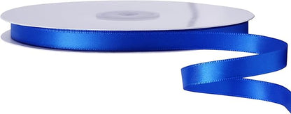 LIUYAXI Blue Double Faced Satin Ribbon, 3/8" X Continuous 100 Yards, Ribbons Perfect for Gift Wrapping Bows Bouquet Wedding Decor DIY Craft and More
