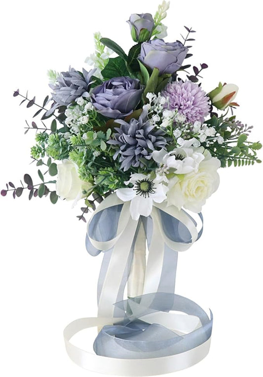S_SSOY Wedding Bouquet Bride,Bride Bridal Bouquet Bridesmaid Artificial Flowers for Ceremony Anniversary Party Bridal Shower Decoration Wedding Bouquets (Purple)
