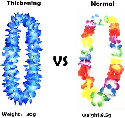 ALIMITOPIA Hawaiian Hula Leis Dance Wreath Garland Artificial Flowers Fabric Neck Loop for Luau Party Costumes (Blue;4pcs)