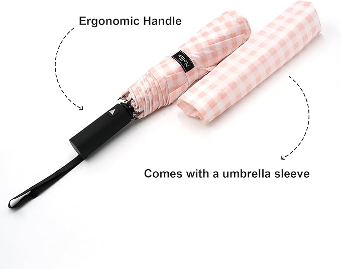 Nollia Windproof Automatic Travel Umbrella, Compact Portable with Reinforced Ribs for Sun & Rain