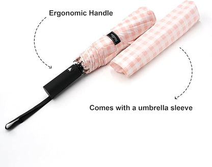 Nollia Windproof Automatic Travel Umbrella, Compact Portable with Reinforced Ribs for Sun & Rain