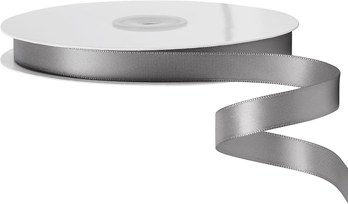 LIUYAXI Silver Satin Ribbon, Double Faced 1/2" X Continuous 25 Yards Ribbons Perfect for Gift Wrapping Bows Bouquet Wedding Craft and More
