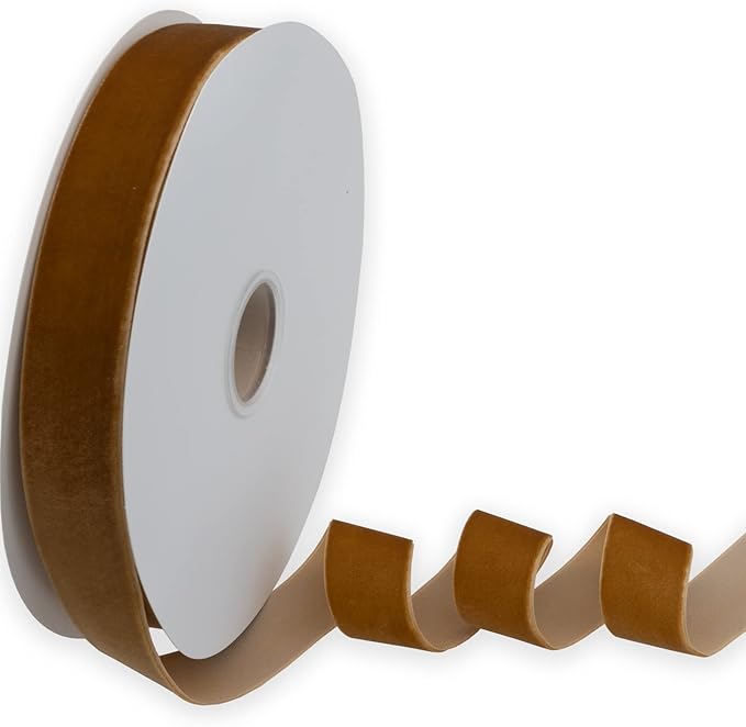 Nylon Velvet Ribbon Single Faced,1 Inch X 25Yards Spool (Ginger)