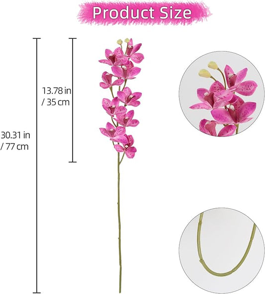 IPOPU 5 Pcs Pink Artificial Orchid Flowers 30.3” Latex Fake Orchid with Long Stem for Tall Vase Wedding and Engagement Centerpiece Arrangement Living Room Home Decor(Hot Pink)