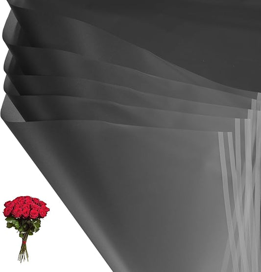 PATIKIL Flower Gift Wrapping Paper, 20 Sheets Waterproof Bouquet Paper Wrap Florist Supplies Packaging Floral Papers for Wedding DIY Craft Valentine Mother's Day, Black