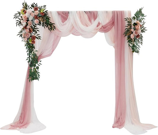 Artificial Wedding Arch Flowers Kit (Pack of 5),2pcs Artificial Hanging Flower Arch Decor,for Wedding Ceremony Arbor Reception Backdrop Rose Floral Party Outdoor Decoration Pink
