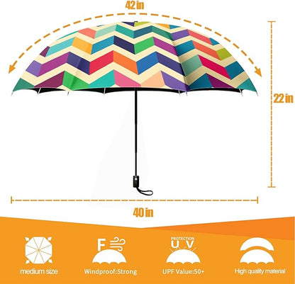 Small Compact Travel Automatic Folding Umbrella for Women, Portable Lightweight, Rain, Wind, UV Sun Shade