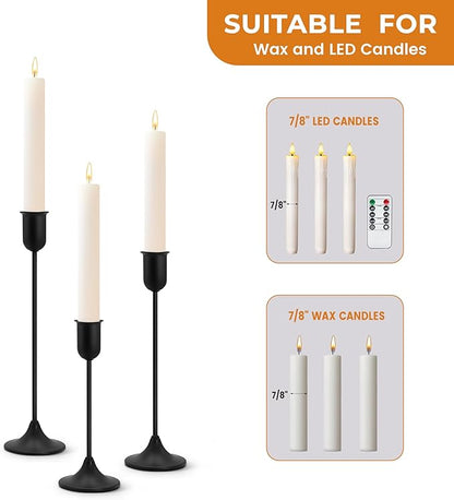 6 Pcs Black Candle Holders Set, Vintage Home Decor – Modern Taper Candlestick Holders for Wedding, Table Centerpieces – Great Gift for Housewarming, Birthday Parties, Wedding & Christmas Season