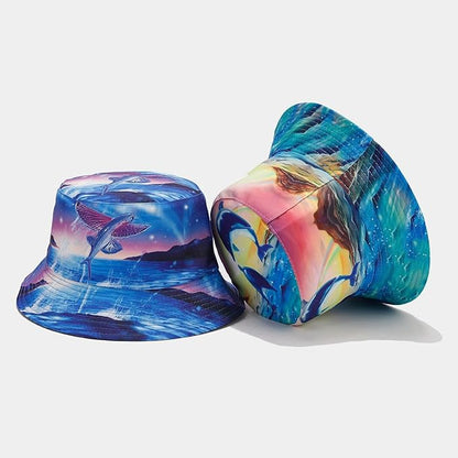 Quanhaigou Bucket Hat for Men Women,Packable Reversible Printed Sun Hats,Fisherman Outdoor Summer Travel Hiking Beach Caps