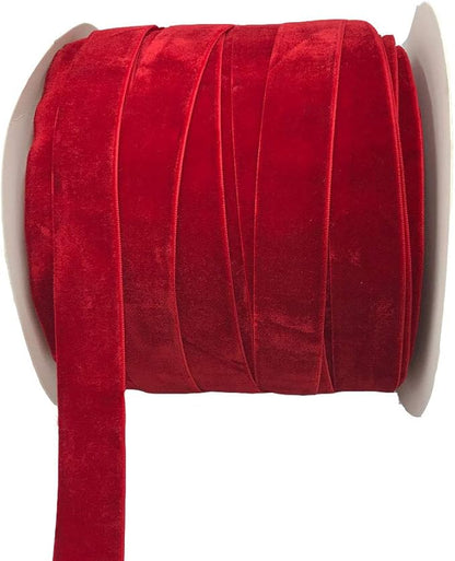 10 Yards Velvet Ribbon Spool (Red, 1")