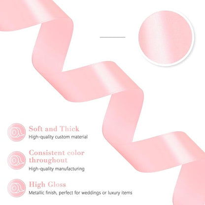 Cherry Blossom Pink Ribbon 1 Inch 60 Yards, Versatile Solid Satin Ribbon for Flower Bouquet, Graduation Lei, Crafts, Gift Wrapping, Baby Shower, DIY Bows and Wedding Decorations