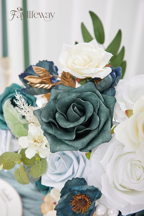 Artificial Flowers, 2PCS Silk Fake Flowers for DIY Wedding Bridal Bouquets Faux Floral Arrangements for Party Cake Table Centerpieces Home Decor Indoor Outdoor