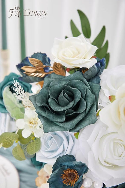 Artificial Flowers, 2PCS Silk Fake Flowers for DIY Wedding Bridal Bouquets Faux Floral Arrangements for Party Cake Table Centerpieces Home Decor Indoor Outdoor