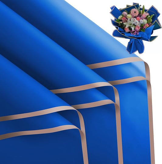 FUHITIM 20 Sheets Flower Wrapping Paper - Waterproof Floral Gift Packaging Paper for DIY Crafts，Florist Supplies Packaging Paper for Wedding Birthday Gift (Royal Blue)