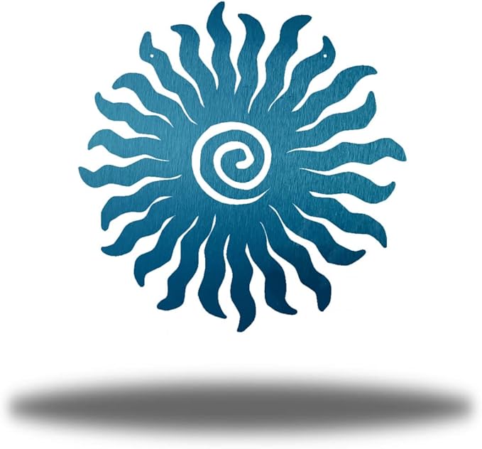 Riverside Designs Sunburst Metal Wall Art Steel Outdoor Decor - Heavy-Duty and Waterproof - Made in USA (24", Teal)