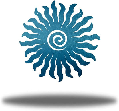 Riverside Designs Sunburst Metal Wall Art Steel Outdoor Decor - Heavy-Duty and Waterproof - Made in USA (36", Teal)