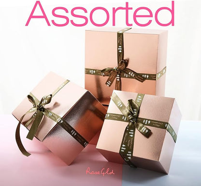 ROSEGLD 30 Gift Boxes with Lids, Rose Gold, Bridesmaid Proposal Boxes - 9.5x6.5x4 Inches, Glossy Grass Texture