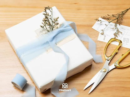 Vitalizart Baby Blue Chiffon Silk Ribbon 1" x 21 Yd Fringe Fabric Package (3 Rolls * 7 Yd) for Wedding Invitations Bridal Bouquets Decorations Gifts Wrapping & Bow Making