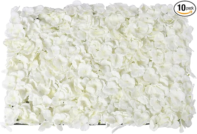 16"x 24" Artificial Flower Wall Panels,Flower Wall Mat Silk Flower Panels for Outdoor Garden Backyard Fence Fence Privacy Screen and Indoor Wall Decor(10Pcs White,Style 2)