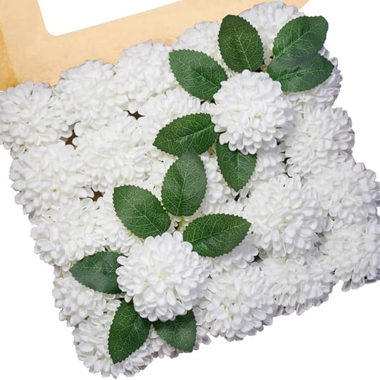 Artificial Flowers, 25pcs Artificial Rose for DIY Wedding Bouquets Centerpieces Arrangements, White Dahlia Flowers with Stem for Bridal Shower Party Home Decorations