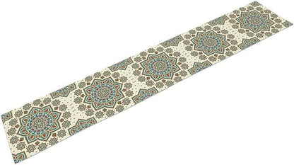 Boho Table Runner, Colorful Bohemian Mandala Geometric Floral Table Runner for Kitchen Dining Home Party Decoration, 13x108 Inch