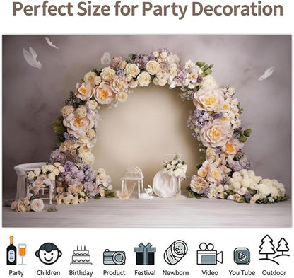 Leowefowa Wedding Flower Wall Backdrop Retro Arch Pink Floral Wall Backdrop Background for Wedding Anniversary Birthday Party Decorations Banner Studio Props 10x8ft Vinyl