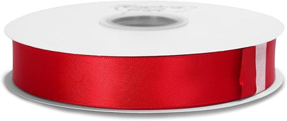 Humphrey's Craft 7/8 Inch Red Double Faced Satin Ribbon Gift Wrapping for Christmas Wedding Festival DIY Bows Bouquet Decoration Invitation Card -25 Yards