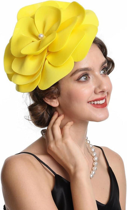 Feather Fascinator for Women - Vintage with Headband and Clip Tea Party Headwear