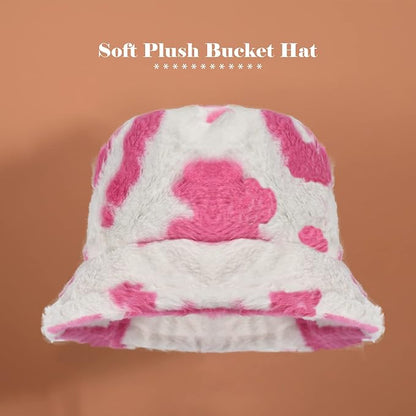 Winter Soft Faux Fur Plush Bucket Hat, Lovely Fisherman Cap, Fashion Outdoor Thick Warm Sun Cap for Women