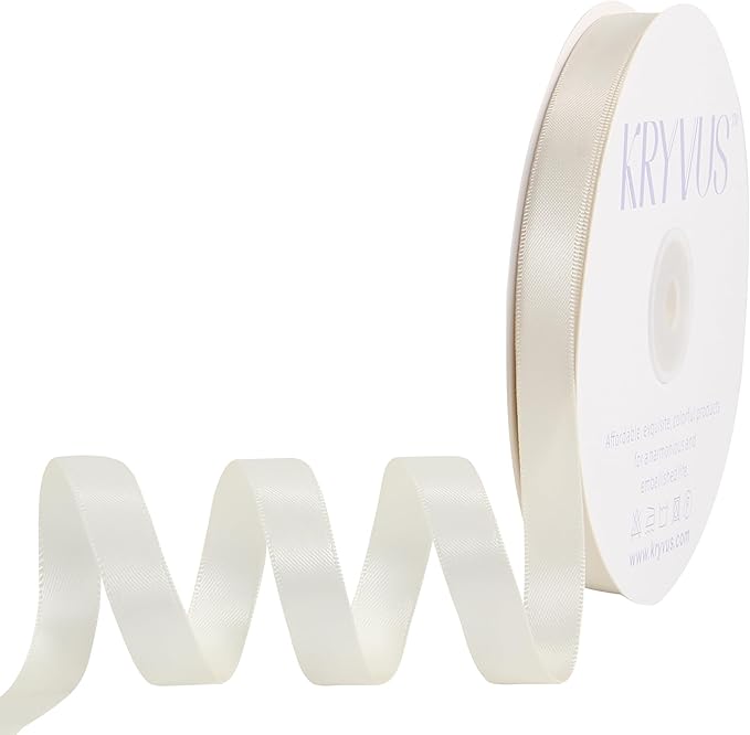 Antique White Satin Ribbon, Double Faced 1/2 Inch X 50 Yards Antique White Ribbon, Premium Satin Ribbon for Gift Wrapping, Crafts, Hair Bow Making, Sewing, Flower Bouquet, Wedding Party Decor