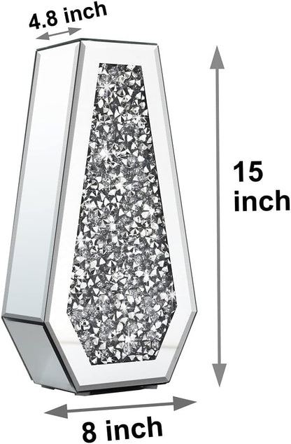 Flower Vase Crushed Diamond Mirrored Vase Crystal Silver Glass Decorative Mirror Vase Large Size Luxury for Home Decor. Diamond Shape Thickened. Can’t Hold Water.