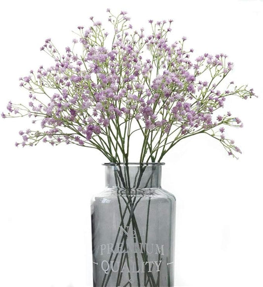 9 Pack Real Touch Artificial Baby's Breath Flowers - 21" Bendable Stems for Wedding Bouquets, Home Centerpieces & Outdoor Decor (Waterproof, Dustproof, Purple)