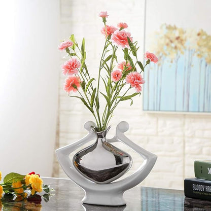 Anding Ceramic Vase Statue Silver Vase White Vase Home Decoration Pottery Decorative Sculpture (Silver vase-99691)