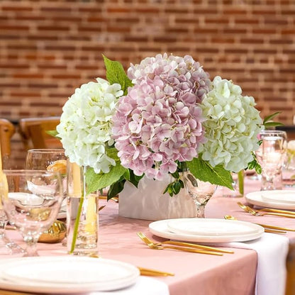 4Pcs 20" Dusty Pink Real Touch Fake Hydrangea Flowers,Full Lifelike Silk Artificial Hydrangeas Fake Flowers for Bouquet Table Centerpieces Spring Wedding Indoor Home