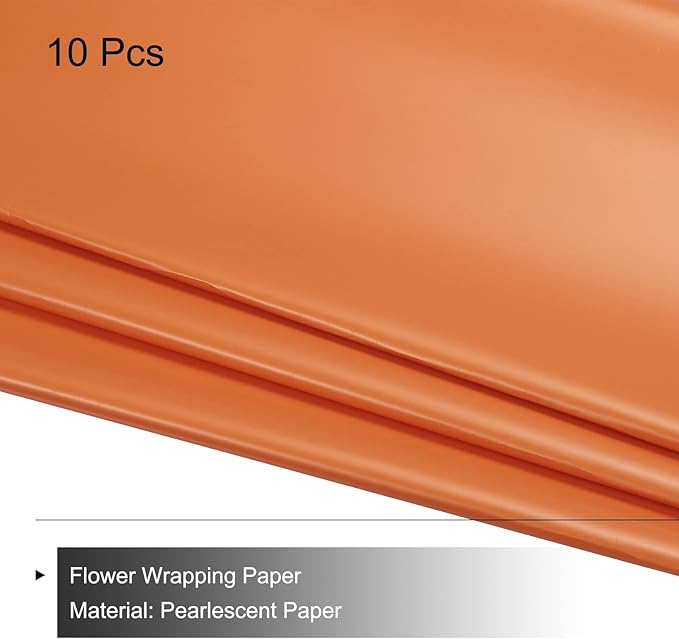 MECCANIXITY 10 Pcs Flower Wrapping Paper 22.8x22.8 Inch Waterproof Florists Wrapping Paper for Florist Bouquet Supplies, DIY Crafts, Gift/Gift Box Packaging Orange