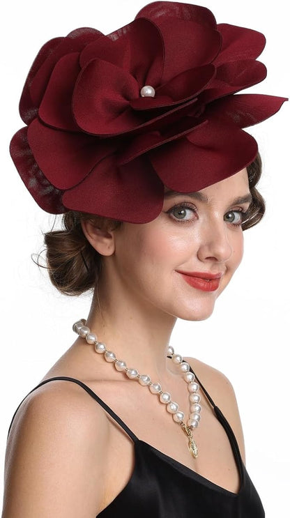 Feather Fascinator for Women - Vintage with Headband and Clip Tea Party Headwear