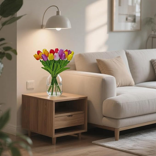20pcs Faux Tulips Artificial Flowers Faux Flowers PU Fake Tulips 13.5 Inch Mother's Day Easter Valentine’S Day Gifts in Home Kitchen Spring Decorations For Home (Multicolor-3)