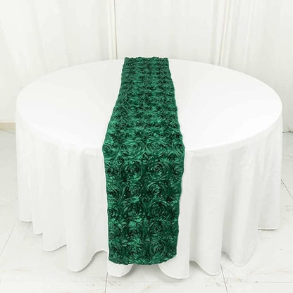 Efavormart Wonderland Rosette Premium Table Runners for Weddings Party Banquets Decor Fit Rectangle and Round Table - Hunter Emerald Green