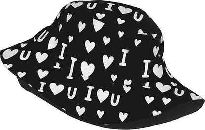 I Love U Bucket Hat Novelty Sun Hats Trendy Fisherman Cap for Men and Women