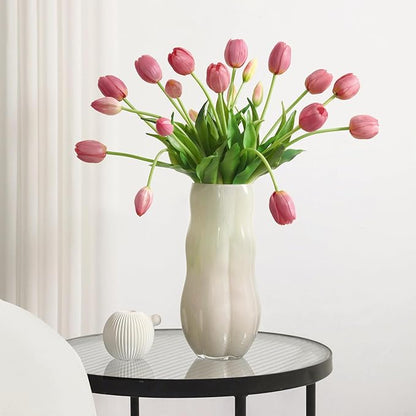 Artificial Flowers 20pcs Fake Tulips Real Touch, Faux Latex Tulips Flowers with Gift Box Soft Faux Tulips Bouquets Arrangements for Party Wedding Home Room Decoration(Light Purple)