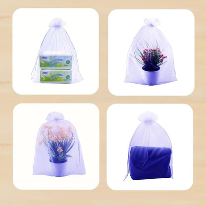 QIANHAILIZZ 50 Pack 12 x 16 Inch Drawstring Jewelry Gift Organza Bags Plant Covers Plants Protection Bag D5B (A-LILAC)
