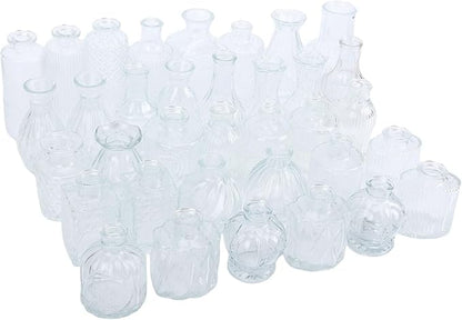 Zerodis Glass Bud Vases, Vases Vintage Elegant Small Flower Wedding Banquets Table Setting Decorative for Birthday Anniversary Tabletop Decor Glass Bud,Transparent