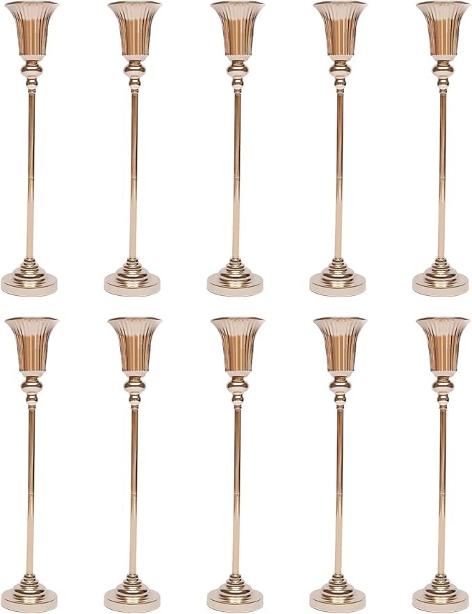 Trumpet Vase Floral Centerpiece Riser Stand, 10 Pcs Flower Trumpet Vases Table Decorative Versatile Metal Tabletop Flower Stands for Wedding Table Centerpieces Aisle Guides Party Decorations