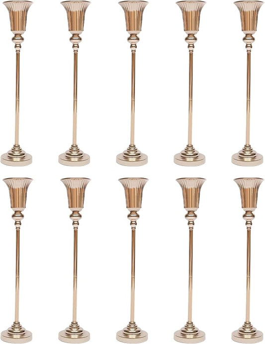 Trumpet Vase Floral Centerpiece Riser Stand, 10 Pcs Flower Trumpet Vases Table Decorative Versatile Metal Tabletop Flower Stands for Wedding Table Centerpieces Aisle Guides Party Decorations