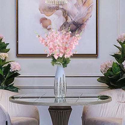 8PCS Faux Pink Delphinium 33.5'' Long Stem Artificial Delphinium Flowers Fake Larkspur Flowers for Home Wedding Garden Table Centerpieces Decor(Gradient Pink)