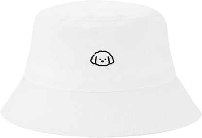 Fashion Embroidered Bucket Hat Cotton Summer Beach Sun Hat for Women Men Teen