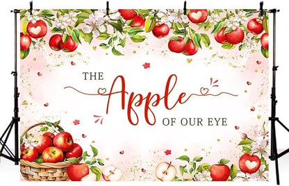 MEHOFOND Fall Apple Baby Shower Photography Backdrop Apple of Our Eye Baby Shower Decorations Autumn Floral Princess Baby Shower Party Photo Studio Booth Background Banner 10x7ft